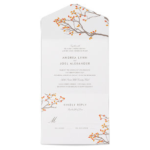 Blissful Branches Wedding Invitation With RSVP