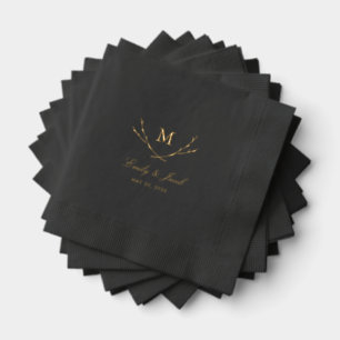 Blissful Branches Wedding Monogram Foil Napkins