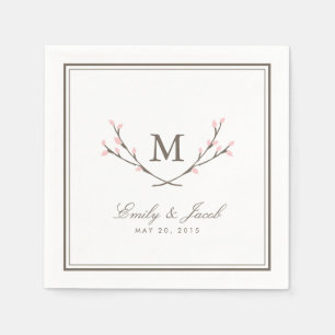 Blissful Branches Wedding Paper Napkins - Pink