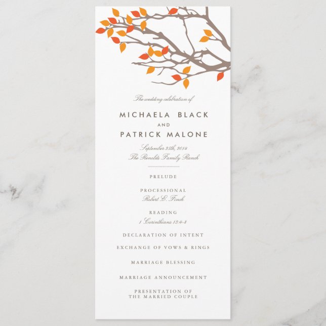 Blissful Branches Wedding Program Programme (Front)