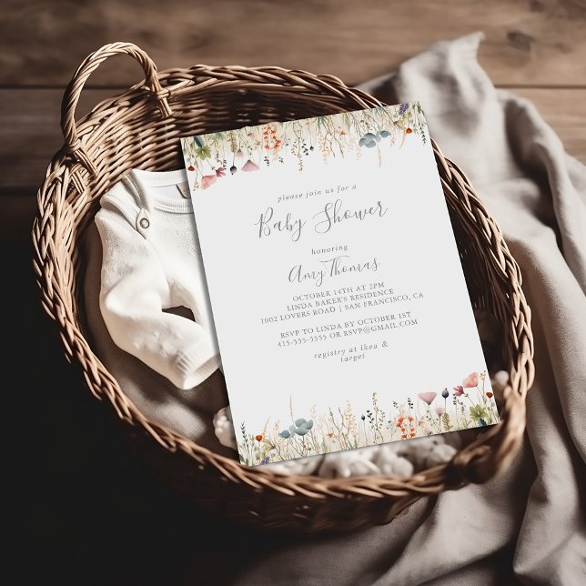Blissful Colourful Boho Wildflower Baby Shower Invitation (Creator Uploaded)