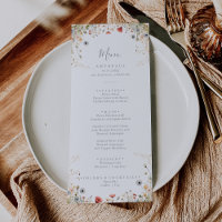 Blissful Colourful Boho Wildflower Dinner Menu