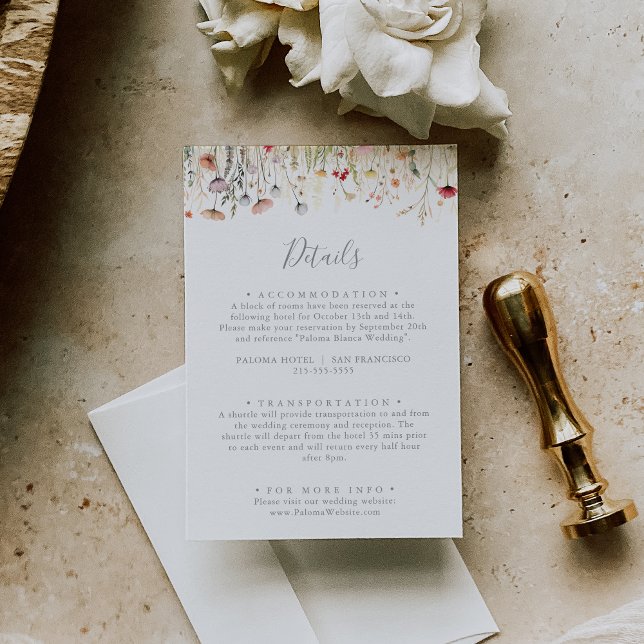 Blissful Colourful Boho Wildflower Wedding Details Enclosure Card (Creator Uploaded)