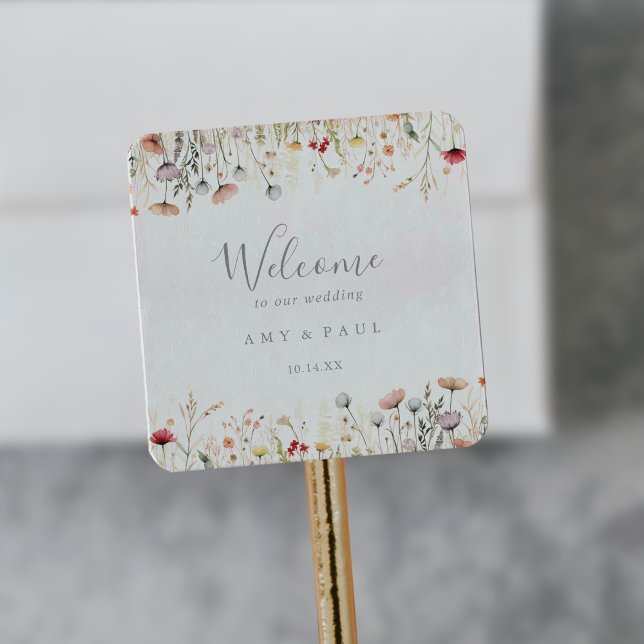Blissful Colourful Boho Wildflower Wedding Welcome Square Sticker (Creator Uploaded)