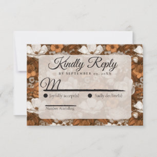 Blissful Gardenias Themed Wildflower Wedding RSVP Card