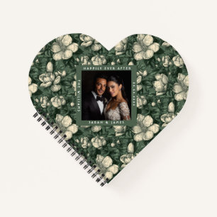 Blissful Green Gardenias Petal Floral Wedding Notebook