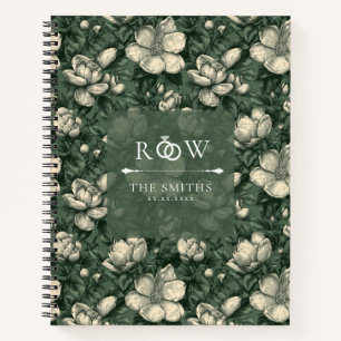 Blissful Green Gardenias Petal Floral Wedding Notebook