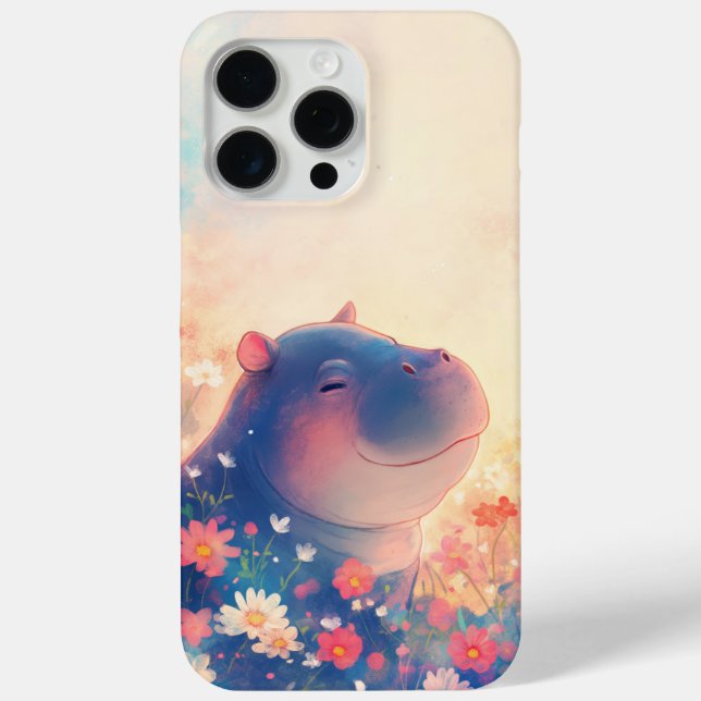 Blissful Hippo in a Dreamy Meadow Case-Mate iPhone Case (Back)