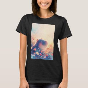 Blissful Hippo in a Dreamy Meadow T-Shirt