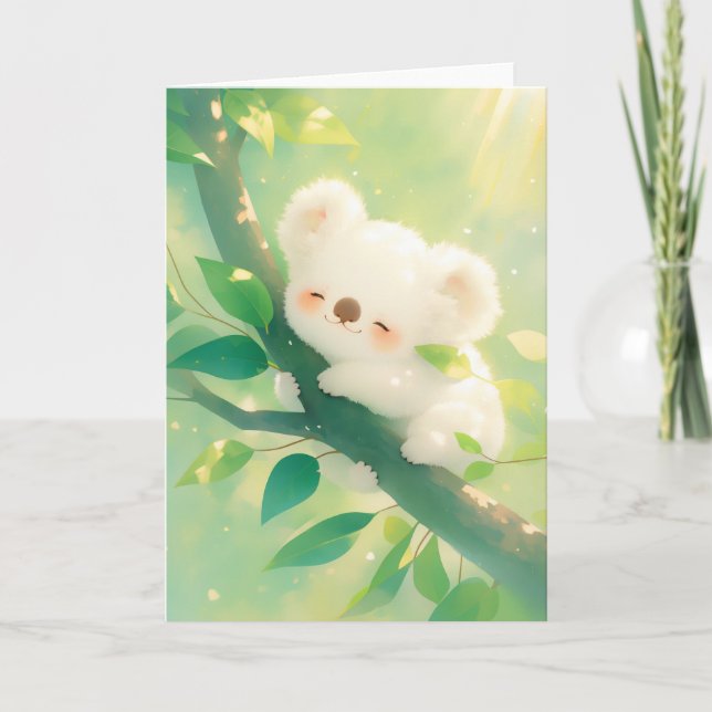 Blissful Koala Hugging a Branch Card (Front)