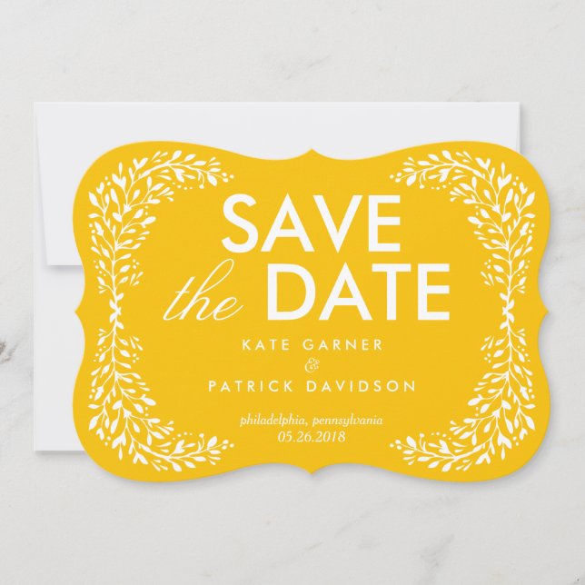Blissful Laurel EDITABLE COLOR Save The Date Card (Front)