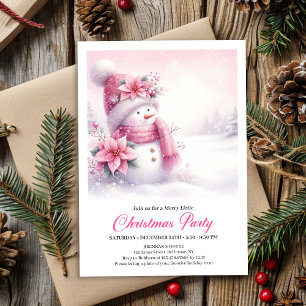 Blissful Pink Snowman Digital Christmas Invite Kid