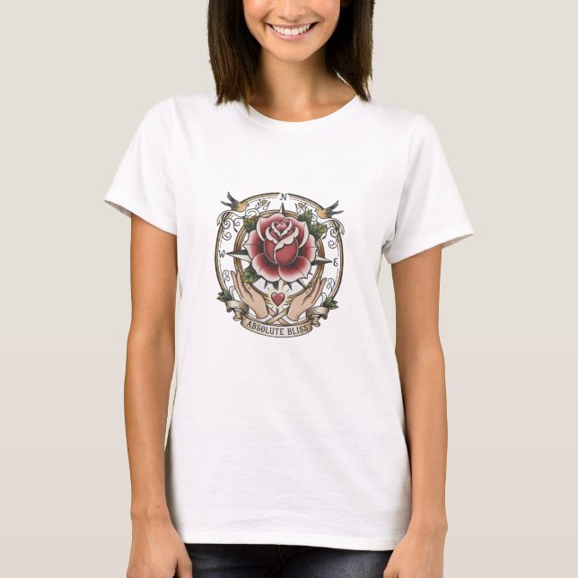 Blissful Rose Compass Tattoo Tee (Front)