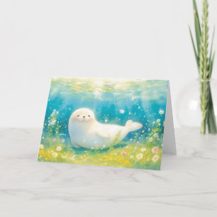 Blissful Seal Beneath Ocean Rays Card