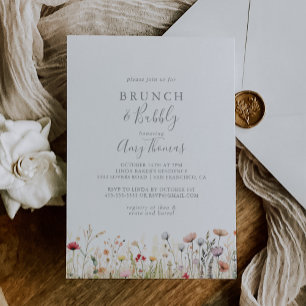 Blissful Wildflower Brunch Bubbly Bridal Shower Invitation
