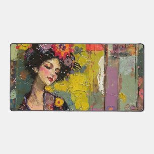 Blissful Woman in Kimono Desk Mat
