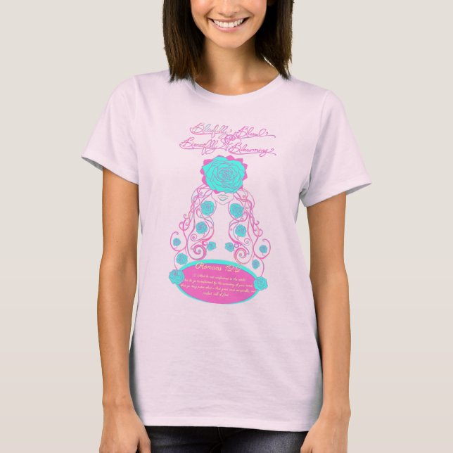 Blissfully Blessed and Blossoming - Blushing Rose T-Shirt (Front)