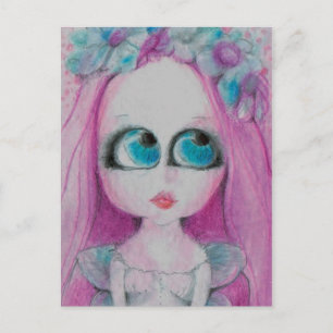 Blithe a Pink flower fairy silently wishing Postcard