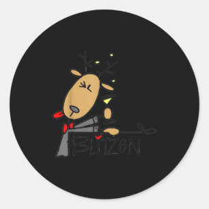 Blitzen Christmas Funny Reindeer Classic Round Sticker