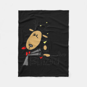 Blitzen Christmas Funny Reindeer  Fleece Blanket