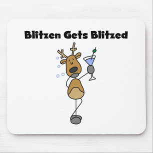 Blitzen Gets Blitzed Reindeer Tshirts and Gifts Mouse Pad