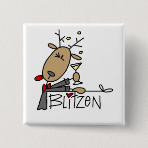 Blitzen Reindeer Christmas Tshirts and Gifts 15 Cm Square Badge