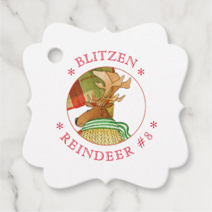 BLITZEN REINDEER Fancy Square Favour/Gift Tags