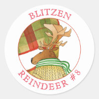 BLITZEN REINDEER Large Round Stickers