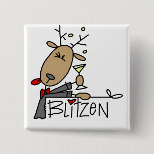 Blitzen Reindeer T-shirts and Gifts 15 Cm Square Badge