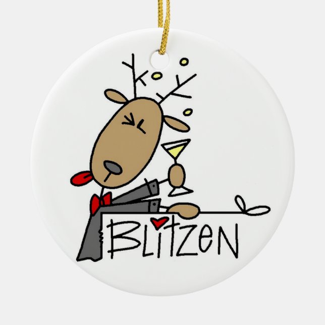Blitzen the Reindeer Christmas Keepsake Ornament (Front)