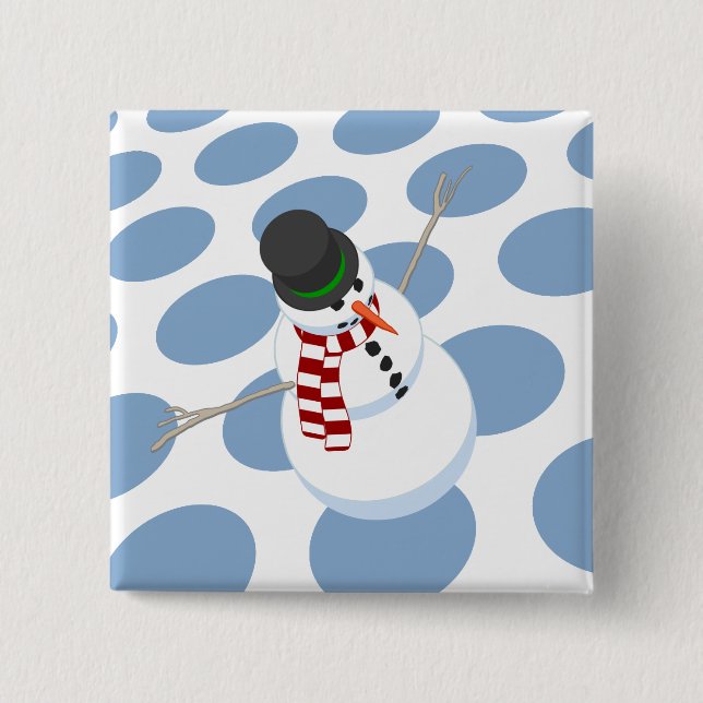 Bliz the Snowman Dotted White Button (Front)