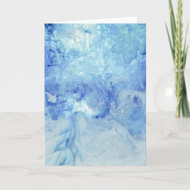 "Blizzard" collection- blue and white abstract Holiday Card (Front)