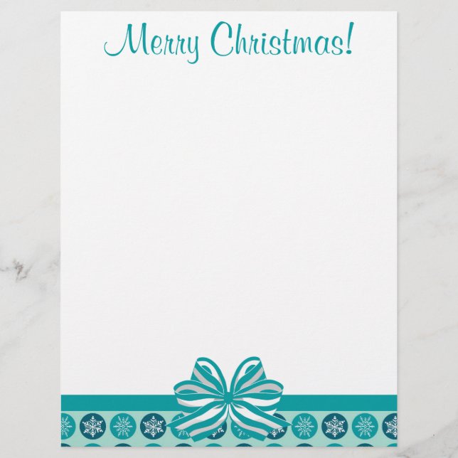 Blizzard Snowflakes Blue Christmas Letterhead (Front)