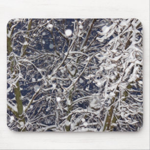 Blizzard Tree with Snow Covered Branches Photo Mouse Pad