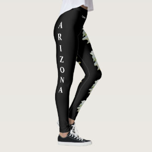 Blk Arizona State Saguaro Blossom Flower Leggings