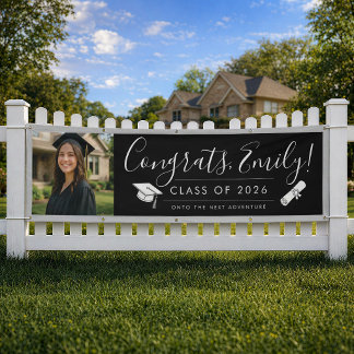 BLK & GRAY 2026 | Graduation Banner with Photo
