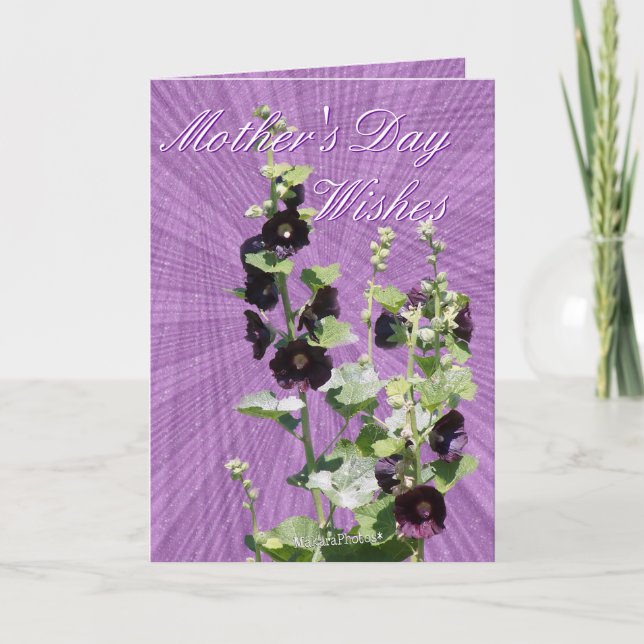 Blk Hollyhock Mother's day-customise any occasion Card (Front)