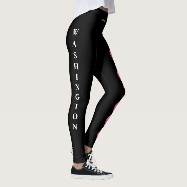 Blk Washington State Rhododendron Flower Leggings (Right)