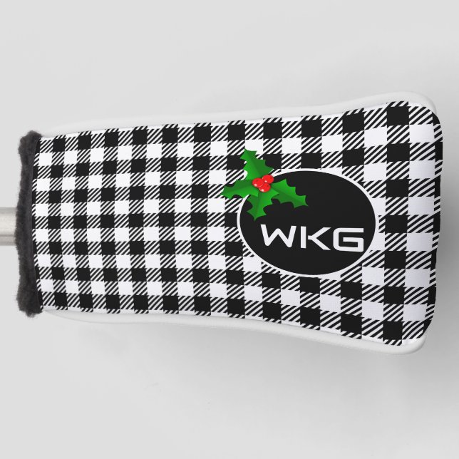 Blk/White Christmas Custom Golf Blade Putter Cover (Front)