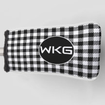 Blk/White Plaid Customised Golf Blade Putter Cover