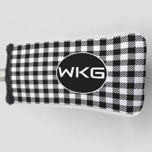Blk/White Plaid Customised Golf Blade Putter Cover