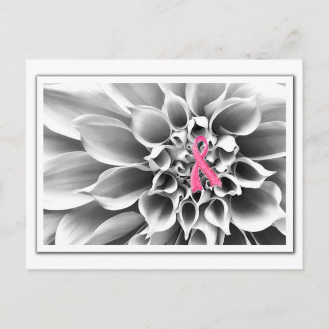 Blk & Wht/Pink Ribbon Postcard (Front)