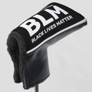 BLM Black Lives Matter White Typography on Black Golf Head Cover