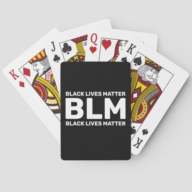 BLM Black Lives Matter White Typography on Black Playing Cards (Back)