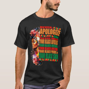 BLM Melanin Pride Never Apologise for Your Black S T-Shirt