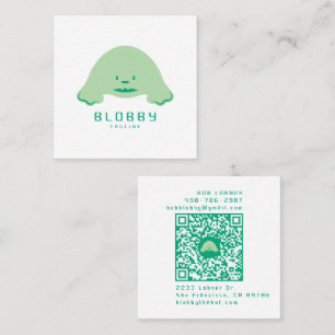Blobby Character Logo Fun Mascot with QR code Square Business Card