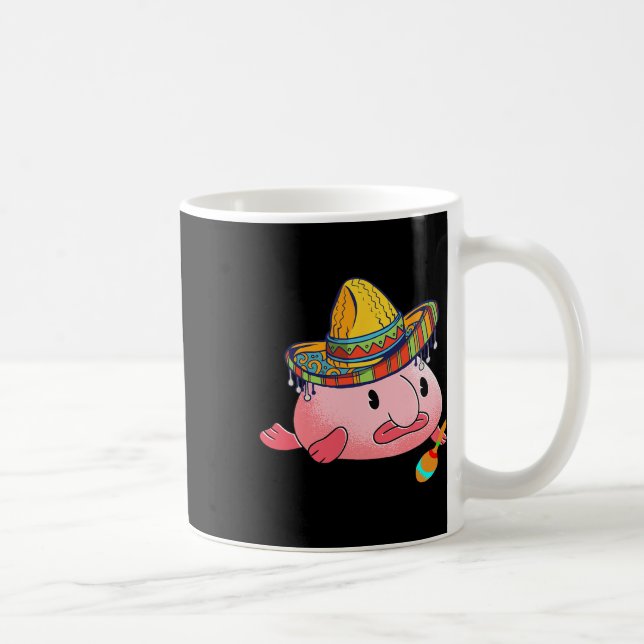 Blobfish Ugly Fish Deep Sea Funny Sombrero Costume Coffee Mug (Right)