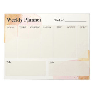 Bloc-Note Aquarelle Paillette Weekly Planner Notepad