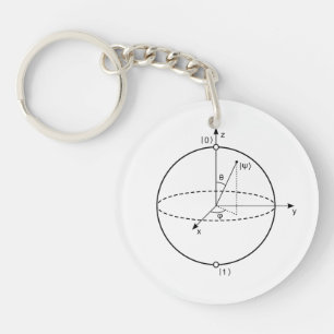 Bloch Sphere   Quantum Bit (Qubit) Physics / Math Key Ring
