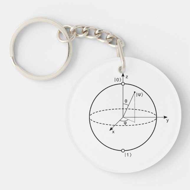 Bloch Sphere | Quantum Bit (Qubit) Physics / Math Key Ring (Front)